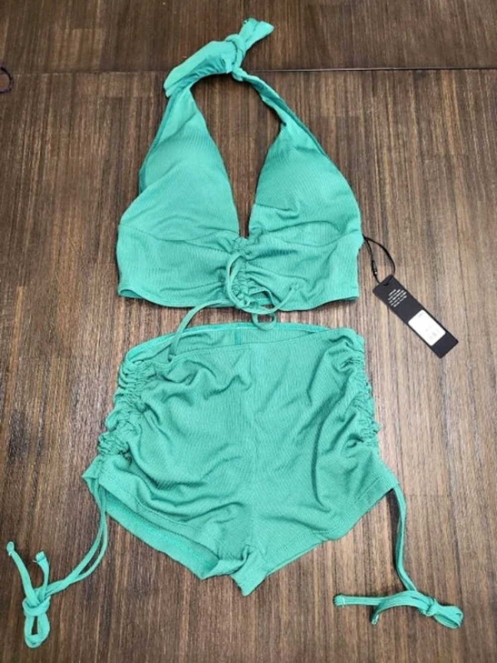 Fashion Nova Andi 2 Piece Boy Short Bikini Green Medium